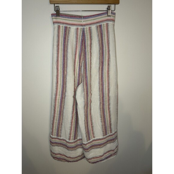AMANDA UPRICHARD Wide leg High Waist Linen Blend Capri Pants Linen Boho XS - Picture 3 of 5